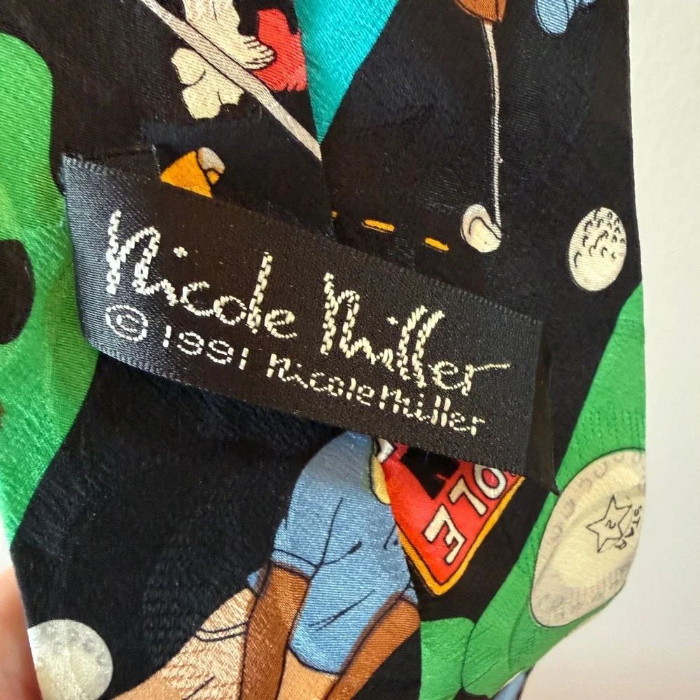 ⛳️ Nicole Miller 90s 100% Silk Golf Tie ⛳️